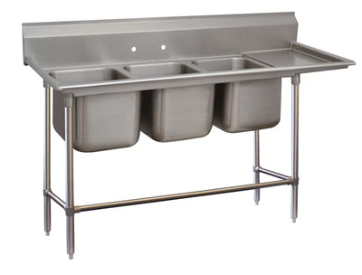 Advance Tabco 94-4-72-18R 95" W x 28" D x 45" H Stainless Steel 14 Gauge 4-Compartments Regaline Sink