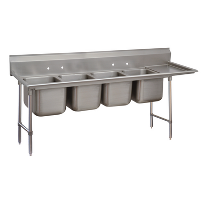 Advance Tabco 9-84-80-24R 117" W x 36" D x 42" H Stainless Steel 18 Gauge 4-Compartments Regaline Sink