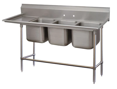 Advance Tabco 94-4-72-36L 113" W x 28" D x 45" H Stainless Steel 14 Gauge 4-Compartments Regaline Sink