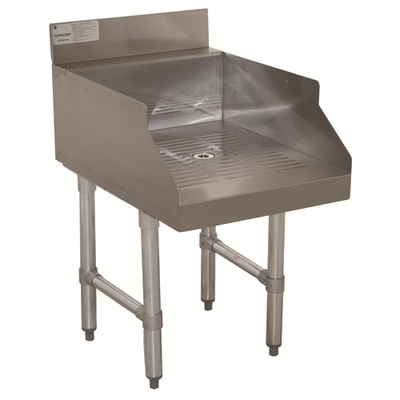 Advance Tabco CR-GS-15 15" W x 26" D Open Base 4" Splash Underbar Basics Recessed Drainboard
