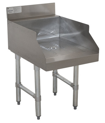 Advance Tabco CR-GS-15 15" W x 26" D Open Base 4" Splash Underbar Basics Recessed Drainboard