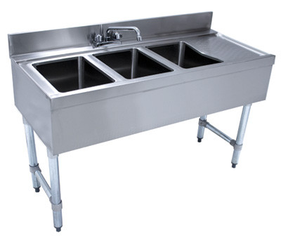 Advance Tabco CRB-43L 48" W x 21" D Stainless Steel 3 Bowls Underbar Basics Sink Unit