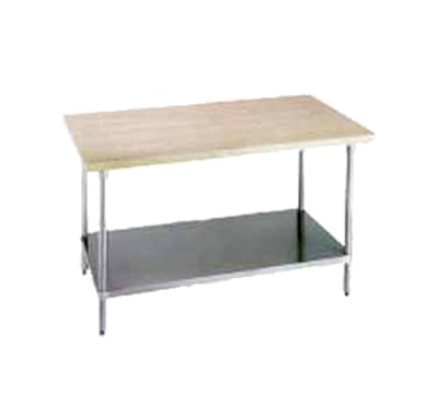 Advance Tabco H2G-246 72" W x 24" D Wood Top with Galvanized Undershelf Maple Top Work Table