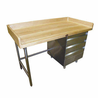 Advance Tabco BGT-307R 84" W x 30" D 3 Drawers Wood Bakers Top Work Table