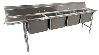Advance Tabco 93-84-80-24L 117" W x 32" D x 42" H Stainless Steel 16 Gauge 4-Compartments Regaline Sink