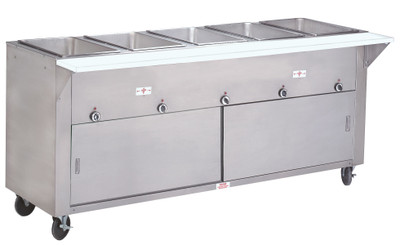 Advance Tabco HF-5E-240-DR 5 Pans Stainless Steel Open Well Enclosed Base Electric Hot Food Table - 208-204 Volts