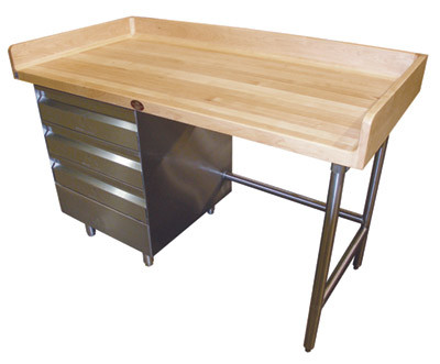 Advance Tabco BST-367L 84" W x 36" D 3 Drawers Wood Bakers Top Work Table