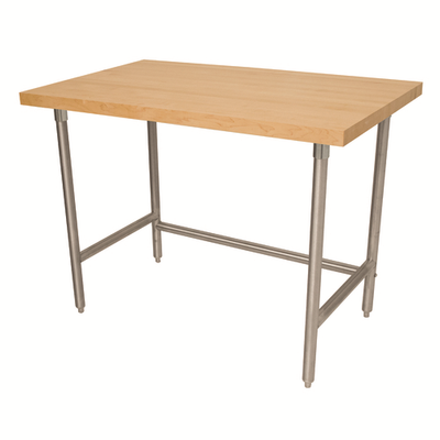 Advance Tabco TH2S-247 84" W x 24" D Wood Top with Stainless Steel Base Maple Top Work Table