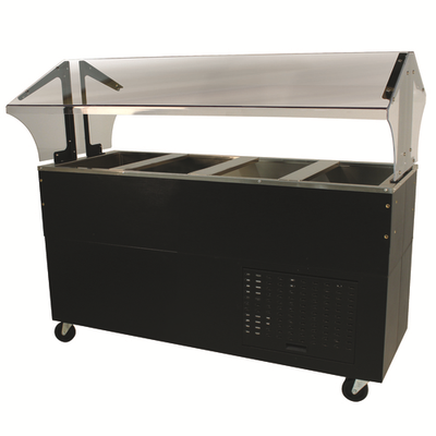 Advance Tabco BMACP4-B-SB 62.44" W Vinyl Covered Steel Mobile Serving Counter with Mechanically Assisted Cold Pan