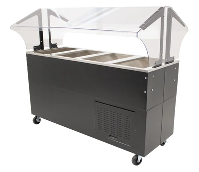 Advance Tabco BMACP4-B-SB 62.44" W Vinyl Covered Steel Mobile Serving Counter with Mechanically Assisted Cold Pan