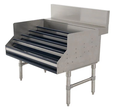 Advance Tabco PLD-3030 30" W x 30" D 5 Steps Stainless Steel with 7" H Backsplash Prestige Liquor Bottle Display Unit