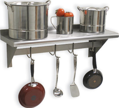 Advance Tabco PS-15-72 72" W x 15" D 18 Gauge Stainless Steel Single Shelf with Pot Rack