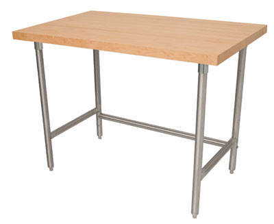 Advance Tabco TH2G-304 48" W x 30" D Wood Top with Galvanized Base Maple Top Work Table