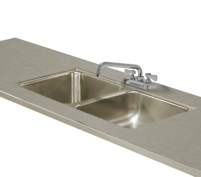 Advance Tabco TA-11S-2 12.5" H x 54" W x 25.75" D Deep Bowl Includes Faucet Double Sink Welded Into Table Top
