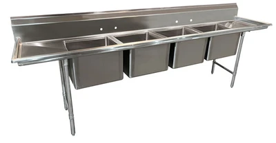 Advance Tabco 93-84-80-36RL 162" W x 32" D x 42" H Stainless Steel 16 Gauge 4-Compartments Regaline Sink