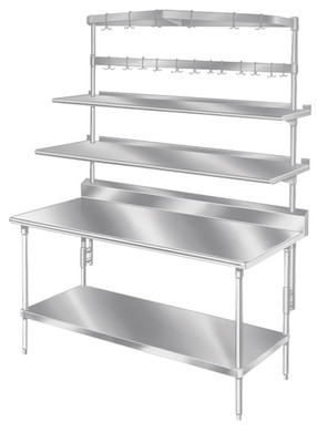 Advance Tabco PT-12S-72 72" W x 12" D Stainless Steel Splash Mounted Single Overshelf
