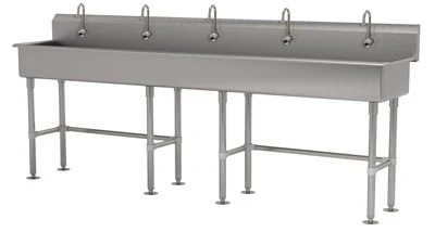 Advance Tabco FS-FM-100EF 100" W x 19.5" D x 42.5" H 14 Gauge 304 Stainless Steel Freestanding Multiwash Hand Sink