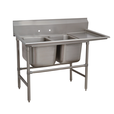 Advance Tabco 94-2-36-36R 45" H x 76" W x 27" D 14 Gauge 304 Stainless Steel 2-Compartment Regaline Sink