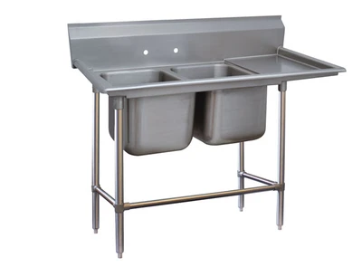 Advance Tabco 94-2-36-36R 45" H x 76" W x 27" D 14 Gauge 304 Stainless Steel 2-Compartment Regaline Sink