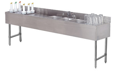 Advance Tabco SLC-83C-L 96" W x 18" D x 33" H Stainless Steel 3 Sinks Underbar Basics Combination Unit