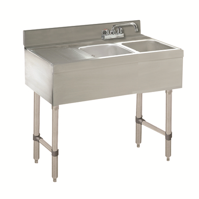 Advance Tabco CRB-32R 36" W x 21" D Stainless Steel 2 Bowls Underbar Basics Sink Unit
