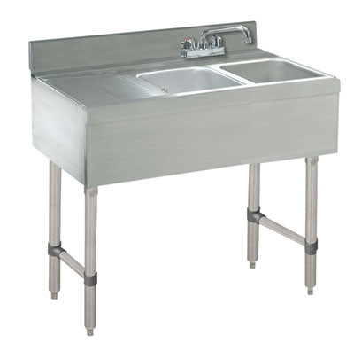 Advance Tabco CRB-32R 36" W x 21" D Stainless Steel 2 Bowls Underbar Basics Sink Unit