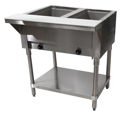 Advance Tabco SW-2E-240 2 Pans Stainless Steel Sealed Well Electric Hot Food Table - 208-240 Volts