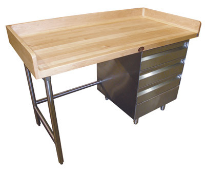 Advance Tabco BGT-368R 96" W x 36" D 3 Drawers Wood Bakers Top Work Table