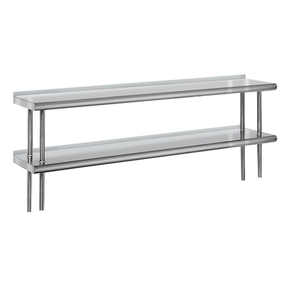 Advance Tabco ODS-15-96R 96&quot; W x 15&quot; D 18 Gauge 430 Stainless Steel Double Overshelf