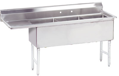 Advance Tabco FS-3-3024-30L 123" W 14 Gauge Stainless Steel Base Fabricated Sink
