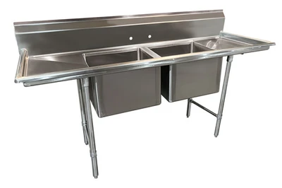 Advance Tabco 93-22-40-24RL 42" H x 93" W x 28" D 16 Gauge 304 Stainless Steel 2-Compartment Regaline Sink