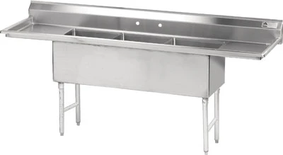 Advance Tabco FS-3-2024-24RL 108" W 14 Gauge Stainless Steel Base Fabricated Sink