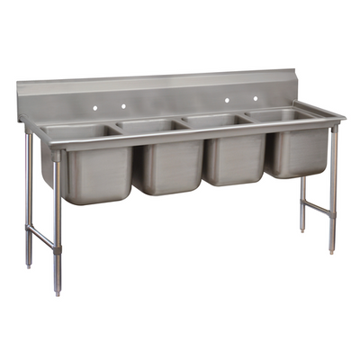 Advance Tabco 93-4-72 81" W x 28" D x 42" H Stainless Steel 16 Gauge 4-Compartments Regaline Sink