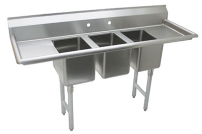 Advance Tabco K7-CS-32 64" W 18 Gauge 304 Stainless Steel Three Compartment Convenience Store Sink