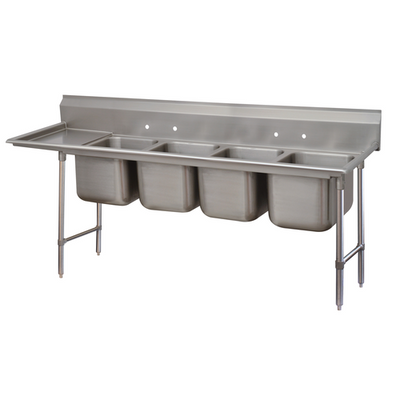 Advance Tabco 9-84-80-36L 129" W x 36" D x 42" H Stainless Steel 18 Gauge 4-Compartments Regaline Sink