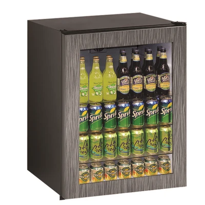 U-Line U-ADA24RGLINT-00A 24" W Black One-Section Glass Door ADA Series Undercounter Refrigerator - 115 Volts