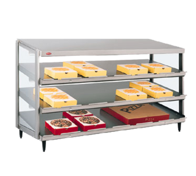 Hatco GRPWS-2424T 23.9" W x 26.1" D Aluminum Triple Slant Shelves Countertop Pass-Thru Glo-Ray Pizza Warmer - 120 Volts