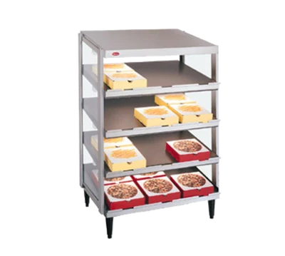 Hatco GRPWS-3624Q 35.88" W x 26.09" D Aluminum and Stainless Steel Quad Slant Shelves Countertop Pass-Thru Glo-Ray Pizza Warmer - 120/208-240 Volts