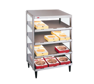 Hatco GRPWS-2418Q 23.88" W x 20.09" D Aluminum Quad Slant Shelves Countertop Pass-Thru Glo-Ray Pizza Warmer - 120/208-240 Volts