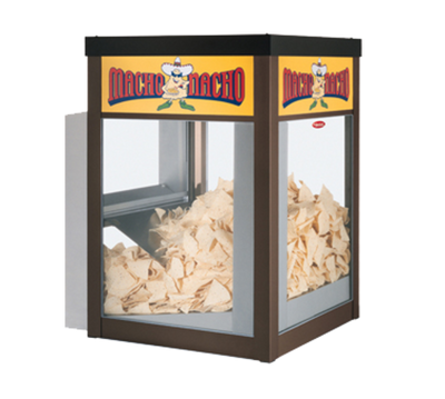 Hatco FST-1-MN 40 Lbs. Anodized Bronze Finish Frame with Tempered Glass Sides Macho Nacho Chip Warmer - 120 Volts