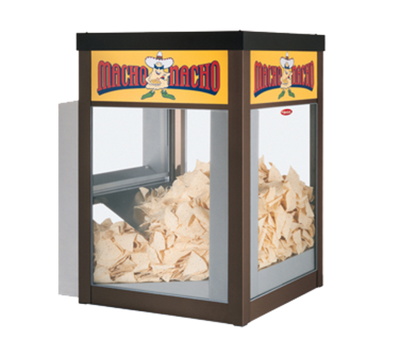 Hatco FST-1-MN 40 Lbs. Anodized Bronze Finish Frame with Tempered Glass Sides Macho Nacho Chip Warmer - 120 Volts