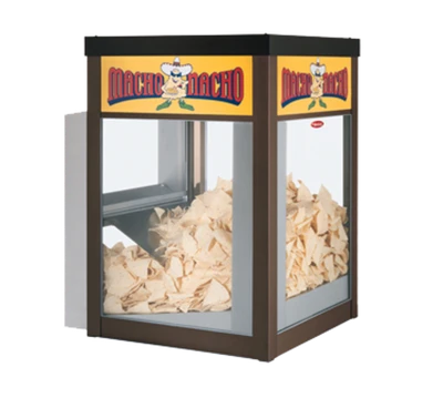 Hatco FST-1-MN 40 Lbs. Anodized Bronze Finish Frame with Tempered Glass Sides Macho Nacho Chip Warmer - 120 Volts