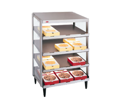 Hatco GRPWS-3618Q 35.88" W x 20.09" D Aluminum Quad Slant Shelves Countertop Pass-Thru Glo-Ray Pizza Warmer - 120/208-240 Volts
