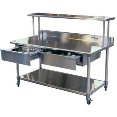 Belshaw 21073 70" W x 40" D Stainless Steel ST2 Sugaring &amp; Work Table Open with Undershelf
