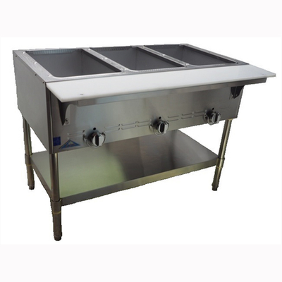 Comstock-Castle CCGST-4-N 58" W x 29.5" D x 34" H Natural Gas 7” Deep Poly Cutting Board Stainless Steel Frame Hot Food Table - 12,400 BTU
