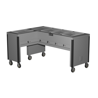 Caddy Corporation TF-605-L (5) 12" x 20" x 6.38" Deep Hot Food Wells L-Shaped Left-Handed Open Base Electric Hot Food Caddy - 208 Volts