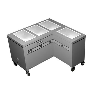 Caddy Corporation TF-624-R (4) 12" x 20" x 6.38" Deep Hot Food Wells L-Shaped Right-Handed Enclosed Heated Base Electric Hot Food Caddy - 208 Volts