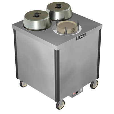 Caddy Corporation CM-SQ-303-SH 3 Self-Leveling Adjustable Dispensing Cylinders Up to 9.5" Dia. Staggered Cabinet Style Super Heater Caddy Magic Dish Dispenser - 120 Volts