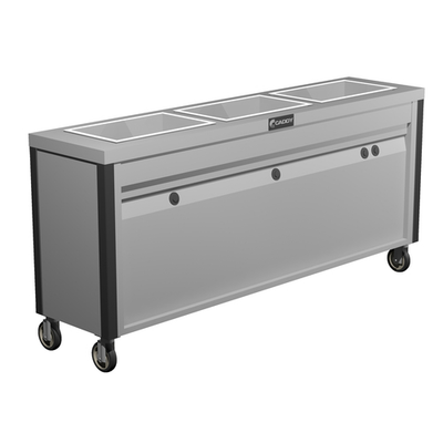 Caddy Corporation TF-633 (3) 12" x 20" x 6.38" Deep Hot Food Wells Enclosed Heated Base Electric Slimline Hot Food Caddy - 208 Volts
