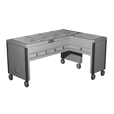 Caddy Corporation TF-605-R (5) 12" x 20" x 6.38" Deep Hot Food Wells L-Shaped Right-Handed Open Base Electric Hot Food Caddy - 208 Volts